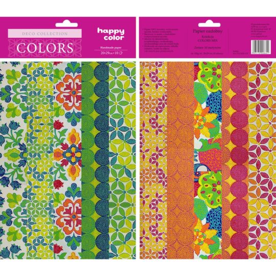 Zestaw papierów ozdobnych HAPPY COLOR DECO COLORS z paskami gratis doskonały dekorowania