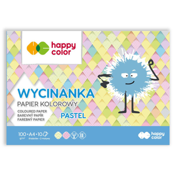 Blok wycinanka szkolny HAPPY COLOR Pastel 10 kartek A5 A4 o intensywnych kolorach i różnymi motywami