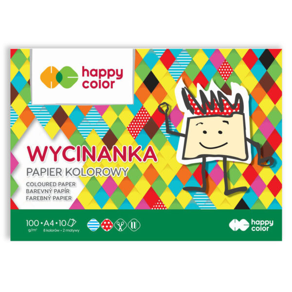 Blok wycinanka szkolny HAPPY COLOR Kolorowy 10 kartek A5 A4 o intensywnych kolorach i różnymi motywami