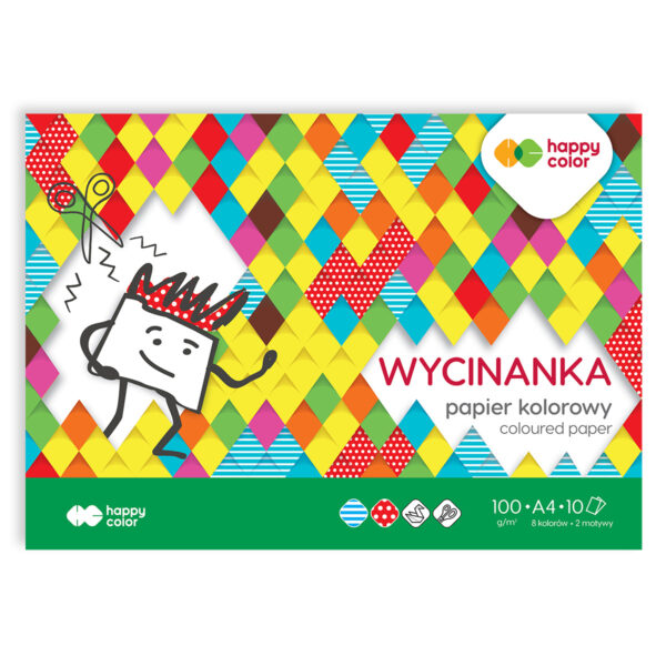 Blok wycinanka szkolny HAPPY COLOR Kolorowy 10 kartek A5 A4 o intensywnych kolorach i różnymi motywami