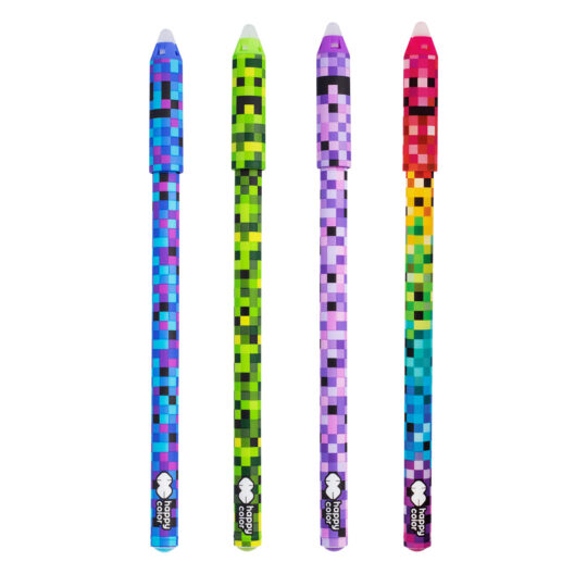 Długopis żelowy wymazywalny z gumką HAPPY COLOR PIXI z wymiennymi wkładami z niebieskim tuszem