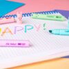Kolorowe zakreślacze HAPPY COLOR PASTEL mini "FEELINGI" z nadrukowanymi śmiesznymi hasłami i minkami