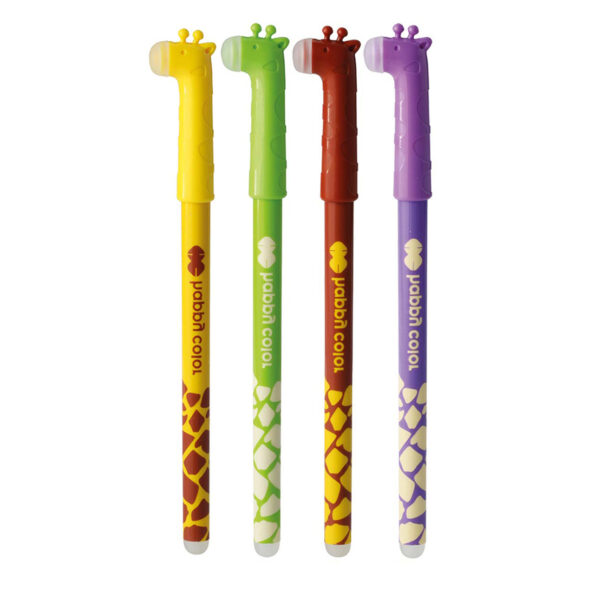 Długopis żelowy wymazywalny z gumką HAPPY COLOR Żyrafy z wymiennymi wkładami z niebieskim tuszem