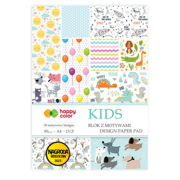 Blok z motywami idealny dla dzieci HAPPY COLOR KIDS A4 do tworzenia laurek, obrazków i dekoracji