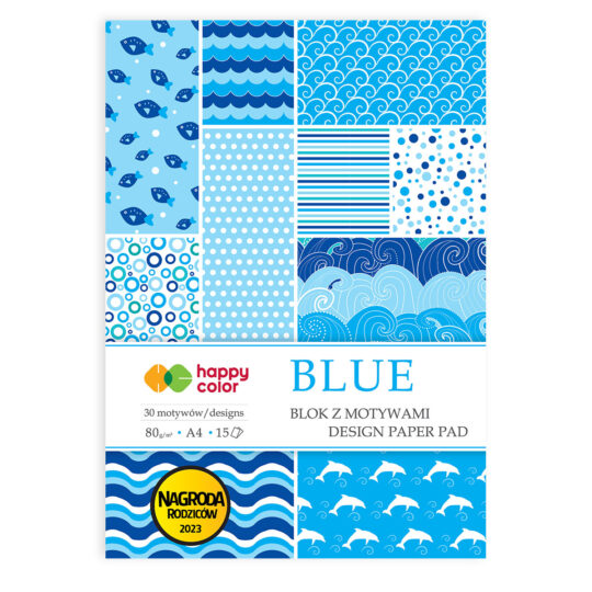 Blok z motywami idealny dla dzieci HAPPY COLOR BLUE A4 do tworzenia laurek, obrazków i dekoracji