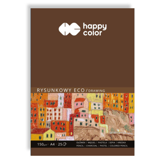 Blok rysunkowy ECO HAPPY COLOR Młody artysta 25 arkuszy A4 z papieru z recyklingu do wielu technik