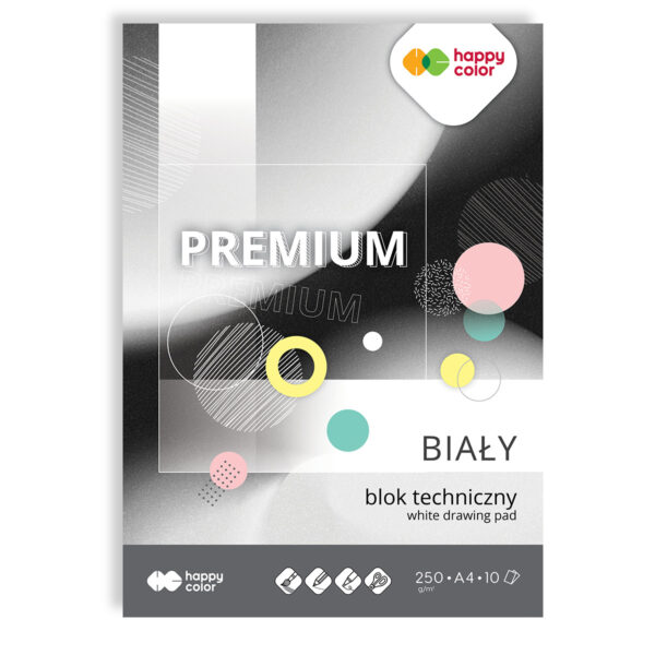 Blok techniczny HAPPY COLOR Premium śnieżnobiały A4 przeznaczony do precyzyjnego rysunku technicznego