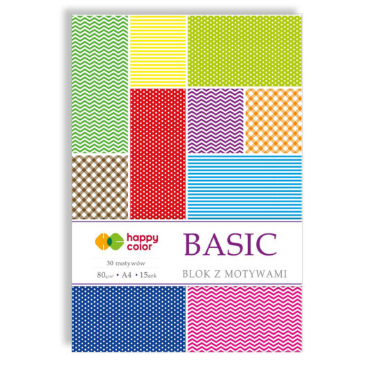 Blok z motywami idealny dla dzieci HAPPY COLOR BASIC A4 do tworzenia laurek, obrazków i dekoracji
