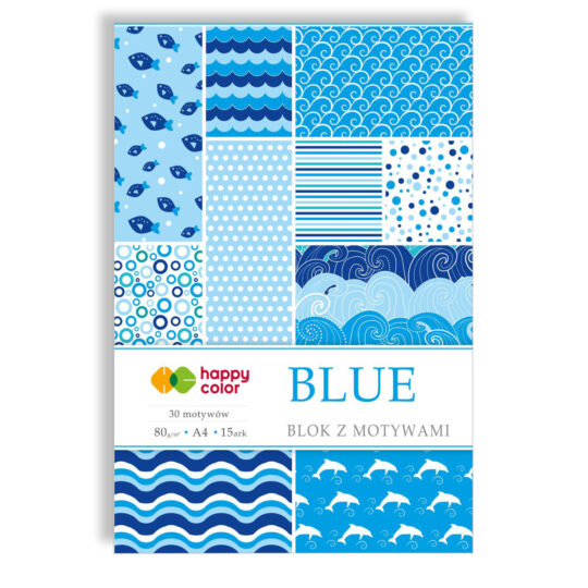 Blok z motywami idealny dla dzieci HAPPY COLOR BLUE A4 do tworzenia laurek, obrazków i dekoracji