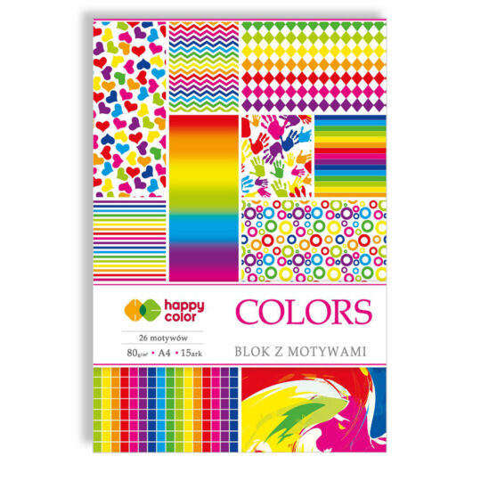 Blok z motywami idealny dla dzieci HAPPY COLOR COLORS A4 do tworzenia laurek, obrazków i dekoracji