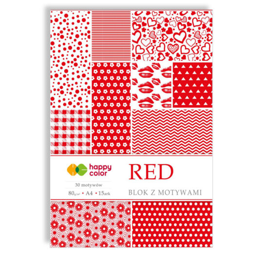 Blok z motywami idealny dla dzieci HAPPY COLOR RED A4 do tworzenia laurek, obrazków i dekoracji