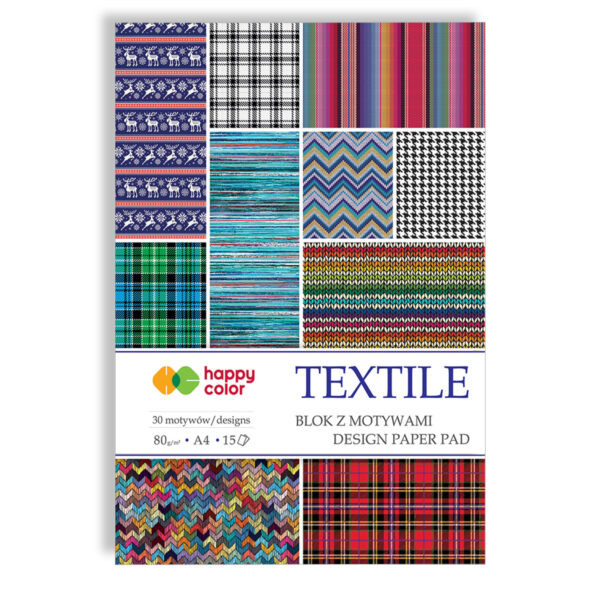 Blok z motywami idealny dla dzieci HAPPY COLOR TEXTILE A4 do tworzenia laurek, obrazków i dekoracji