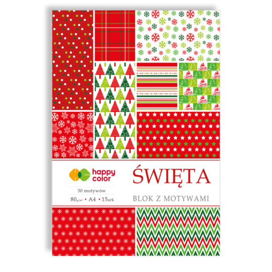 Blok z motywami idealny dla dzieci HAPPY COLOR ŚWIĘTA A4 do tworzenia laurek, obrazków i dekoracji