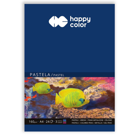 Blok do Pasteli HAPPY COLOR 24 arkusze w 3 kolorach, do rysowania kredkami, pastelami suchymi, pisakami akrylowymi, żelowymi i metalicznymi