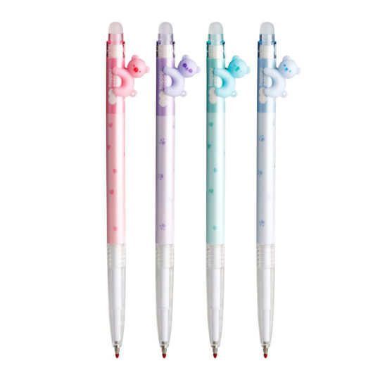 Długopis żelowy wymazywalny z gumką HAPPY COLOR Pastel Bears z wymiennymi wkładami z niebieskim tuszem