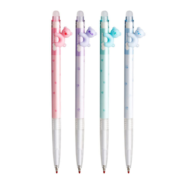 Długopis żelowy wymazywalny z gumką HAPPY COLOR Pastel Bears z wymiennymi wkładami z niebieskim tuszem