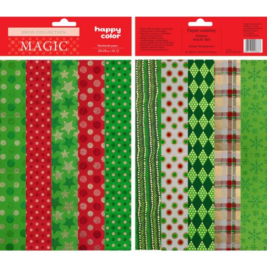 Zestaw papierów ozdobnych HAPPY COLOR DECO MAGIC z paskami gratis doskonały dekorowania