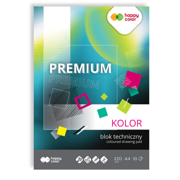 Blok techniczny HAPPY COLOR Premium kolorowy A4 przeznaczony do precyzyjnego rysunku technicznego