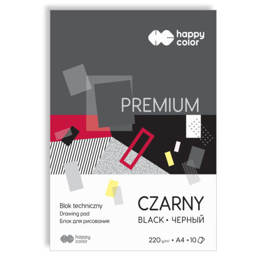 Blok techniczny HAPPY COLOR Premium czarny A4 przeznaczony do precyzyjnego rysunku technicznego