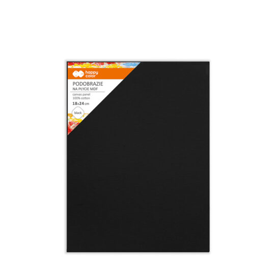 Podobrazie bawełniane HAPPY COLOR Czarne na płycie MDF 4mm. Idealne do farb akrylowych i olejnych. Impregnowane bezbarwnym lakierem podkładowym