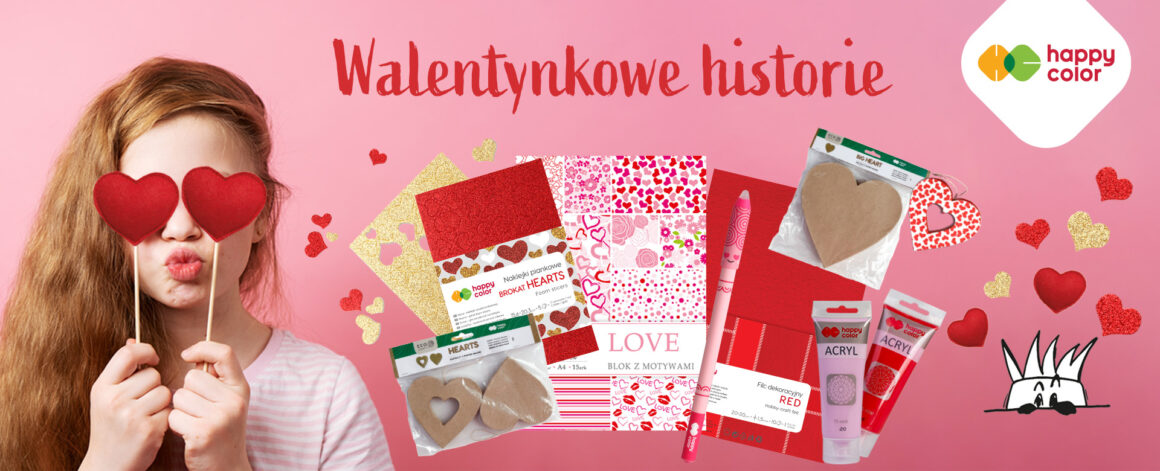Walentynki z Happy Color, arkusze piankowe, bloki z motywami, kształty z paper mache Serce, naklejki w kształcie serc