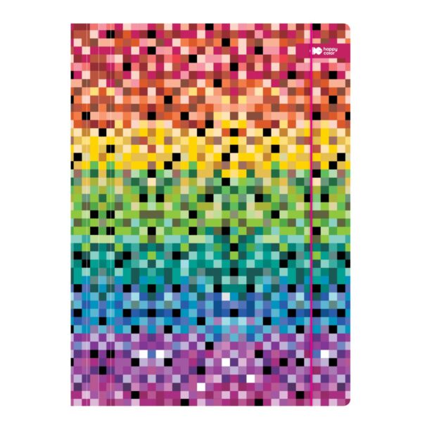Teczka kartonowa HAPPY COLOR Pixi rainbow z gumką A4 do przechowywania dokumentów i prac szkolnych