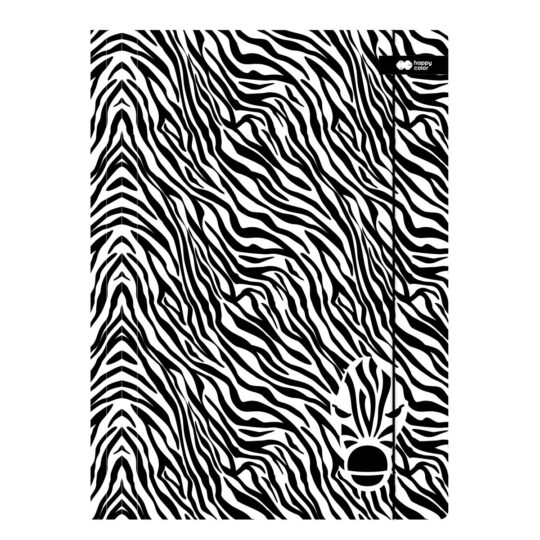 Teczka kartonowa HAPPY COLOR Zebra z gumką A4 do przechowywania dokumentów i prac szkolnych
