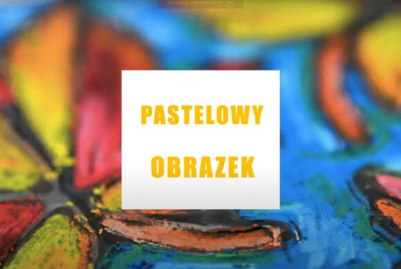 Laurka wykonana pastelami i klejem na czarnym papierze Happy Color