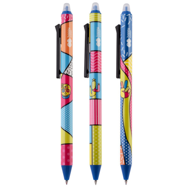 Długopis żelowy wymazywalny z gumką HAPPY COLOR Aura z wymiennymi wkładami z niebieskim tuszem