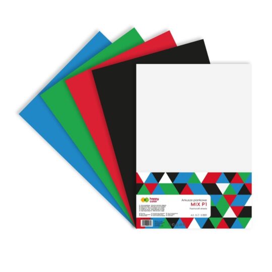 Arkusze piankowe HAPPY COLOR 5 kolorów w formacie 30x40 polecane na zajęcia plastyczne w szkole